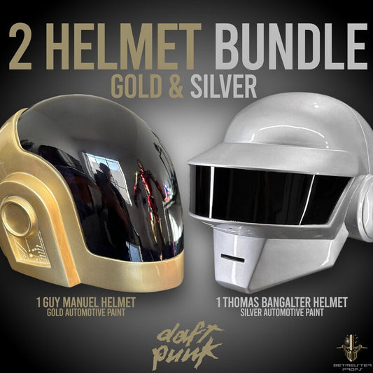 Daft Punk Gold and Silver Painted Helmet Set - Guy-Manuel and Thomas Bangalter