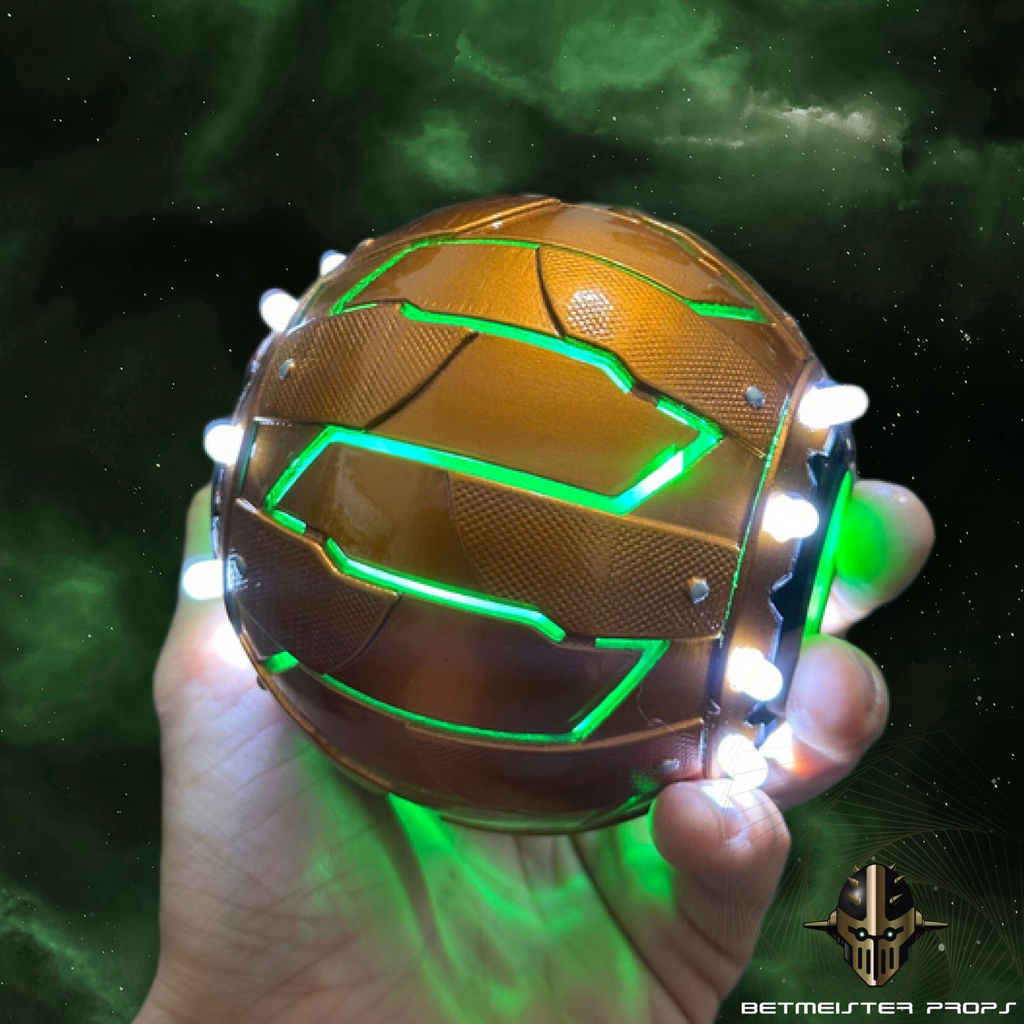 Réplica de la Bomba Calabaza del Duende Verde - Iluminación LED y Acabado Brillante