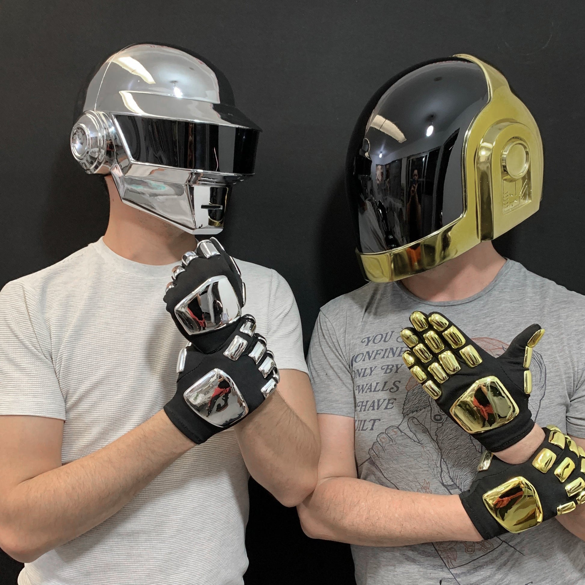 daft punk motorcycle helmet guy manuel Daft Punk Chrome Helmet Set