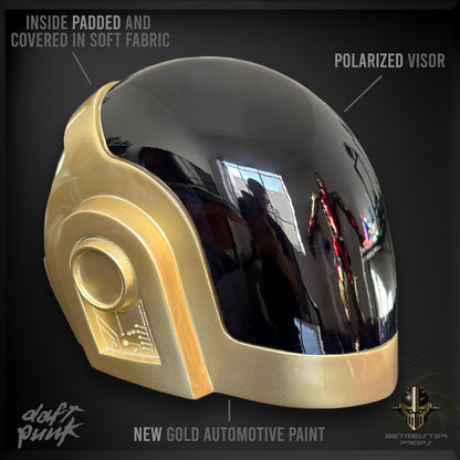 Daft Punk Guy-Manuel Shiny Pearl Gold Helmet
