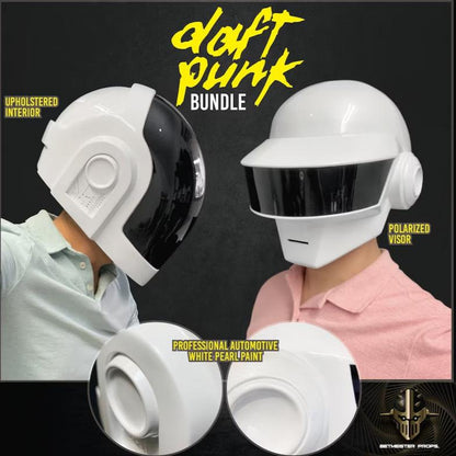 Set de Cascos en pintura blanco brillante de Daft Punk - Guy-Manuel y Thomas Bangalter